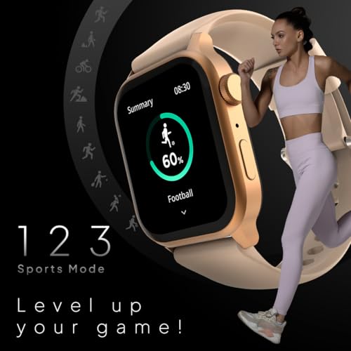 Image of Fire-Boltt Rise Smart Watch, 1.85 inch HD Display, Metal Body with Bluetooth Calling, Rotating Crown, AI Voice Assistant, 120 Sports Modes, Neon UI, SpO2 & Heart Rate Monitoring (Beige)