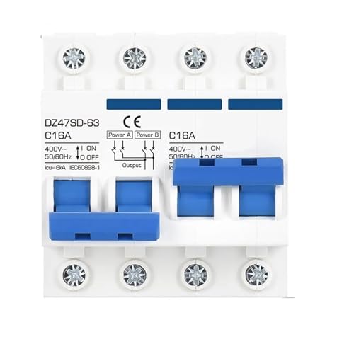 Interrupteur de transfert inverseur de source manuel AC 220V 50A disjoncteur double tableau