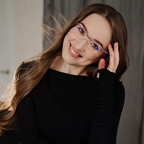 Clasaga Progressive Multifocus Reading Glasses For Men, Blue Light Blocking Computer Readers Metal Half Frame Eyewear (Gray+Brown, 1.5, Multiplier_X) #TOP6