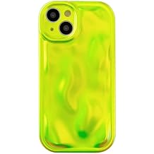 Caseative for iPhone 13 Case, Water Ripple Wave Meteorite Bubble Pattern Chrome Plating Soft Compatible with iPhone Case Fluorescent Green,iPhone 13