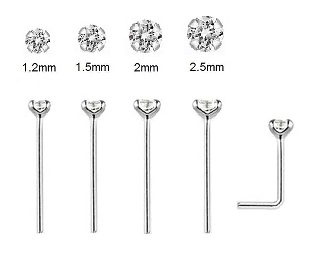 Silver 20G Mixed Crystal Nose Studs - 3 Pack | US