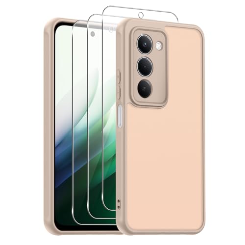 Xauvap Coque Mate Compatible avec Xiaomi Redmi 15 4G / 5G EU Version avec 3 Pièces Protection Écran en Verre Trempé, Antichoc Qualité Militaire Housse, Minimaliste Étui (Or)