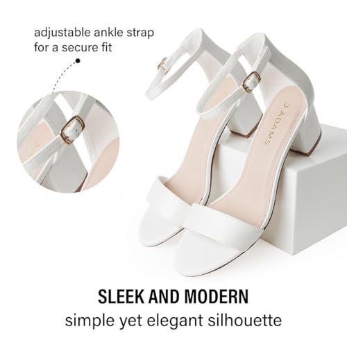 Image of J. Adams Daisy Heeled Sandals - Ankle Strap Low Block, Open Toe Dress Pumps, Chunky Heels - Dressy Shoes for Women - Bridal, Wedding, Summer Sandals