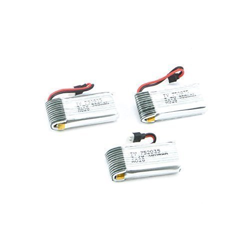 efaso Ersatzteil Hubsan x4 H107C - A24-3 x Akku 3,7V, 380 mAh - Auch passend f&uuml;r Amewi Sky Shadow, Rayline 310B, Hubsan H107, H107D, Quadcopter 392, MJX F47