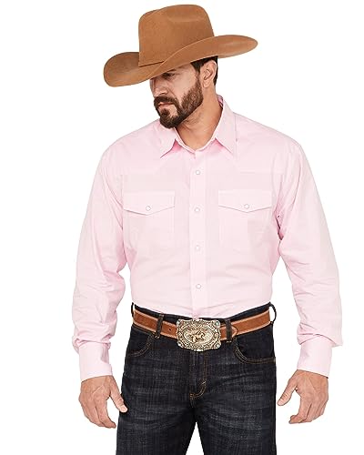 Wrangler Men's Pink Bucking Cancer Button Down Shirt