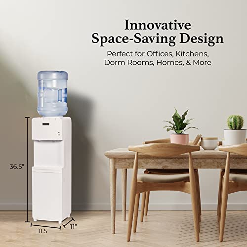 Igloo Hot & Cold Top-Loading Water Dispenser, Holds 3 & 5 Gallon Bottles, Water Dispenser With Child Safety Lock For Homes, Kitchens, Offices, Dorms, White #TOP5