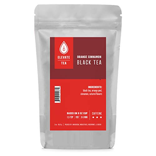 Elevate Tea Orange Cinnamon Tea - Loose Leaf Black Tea, High Caffeine, 3 oz Pouch - 30 Cups, Hot & Iced Tea, No Artificals