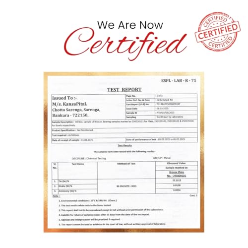 Image of K P Lab Verified Pure Bronze Kansa Glass | 400ml Handmade Bronze Glass | Certified Quality | Ayurvedic Benefits for Digestion & Immunity | Ideal for Gifting