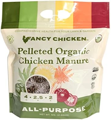 Fancy Chicken All-Purpose Manure - 5lbs Pelleted Dried Organic Chicken Manure | All-Natural Plant Food | Ideal for Vegetables Plants Fruits Trees Lawn Gardening & Farming | USDA Organic