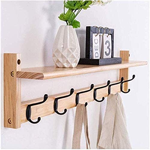 Wdbby Wall Mounted Coat Rack Hole Wooden Coat Hook Hanger With 5-Hooks For Hanging Coats Towels Hats (Color : E) #TOP10