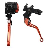 Cryfokt Eloxiertes 7/8-Zoll-Motorrad, Passend für Hauptzylinder-Reservoirhebel, Rückspiegelbasis, ohne Bohren, Passend für die Meisten Motorräder (ORANGE)