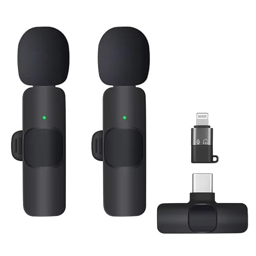Wireless Lavalier Microphone Set For IPhone, IPad, Android-Dual Microphones with Lapel Clip, Great For Vlogging, YouTube TikTok