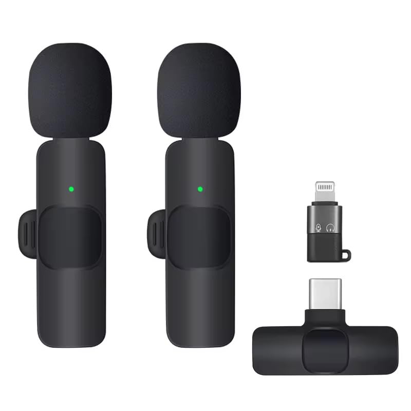 Wireless Lavalier Microphone Set For IPhone, IPad, Android-Dual Microphones with Lapel Clip, Great For Vlogging, YouTube TikTok