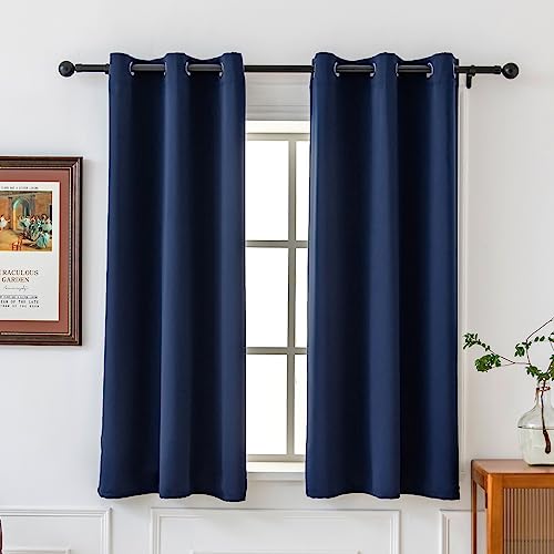 Pickluc Navy Blackout Curtain for Bedroom, Light Blocking Drapes with Grommet, Thermal Insulated, Noise Reduction, 42 Inches Wide x 63 Inches Long, 2 Panels