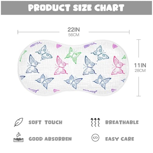Muslin Burp Cloth for Baby 4PCS Colorful Butterflies Super Absorbent Burping Cloths, Bibs for Newborn Boys Girls4