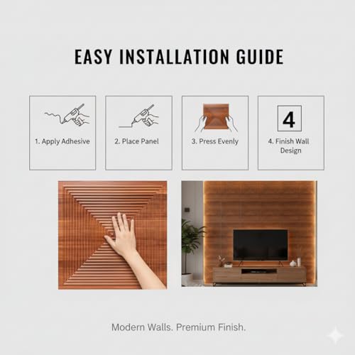 Image of 3D Decorative PVC Wall Panel 20x20 Inch - Wooden Texture Check Pattern, Non-Self Adhesive, Waterproof Wall Tile for Living Room & Office Walls