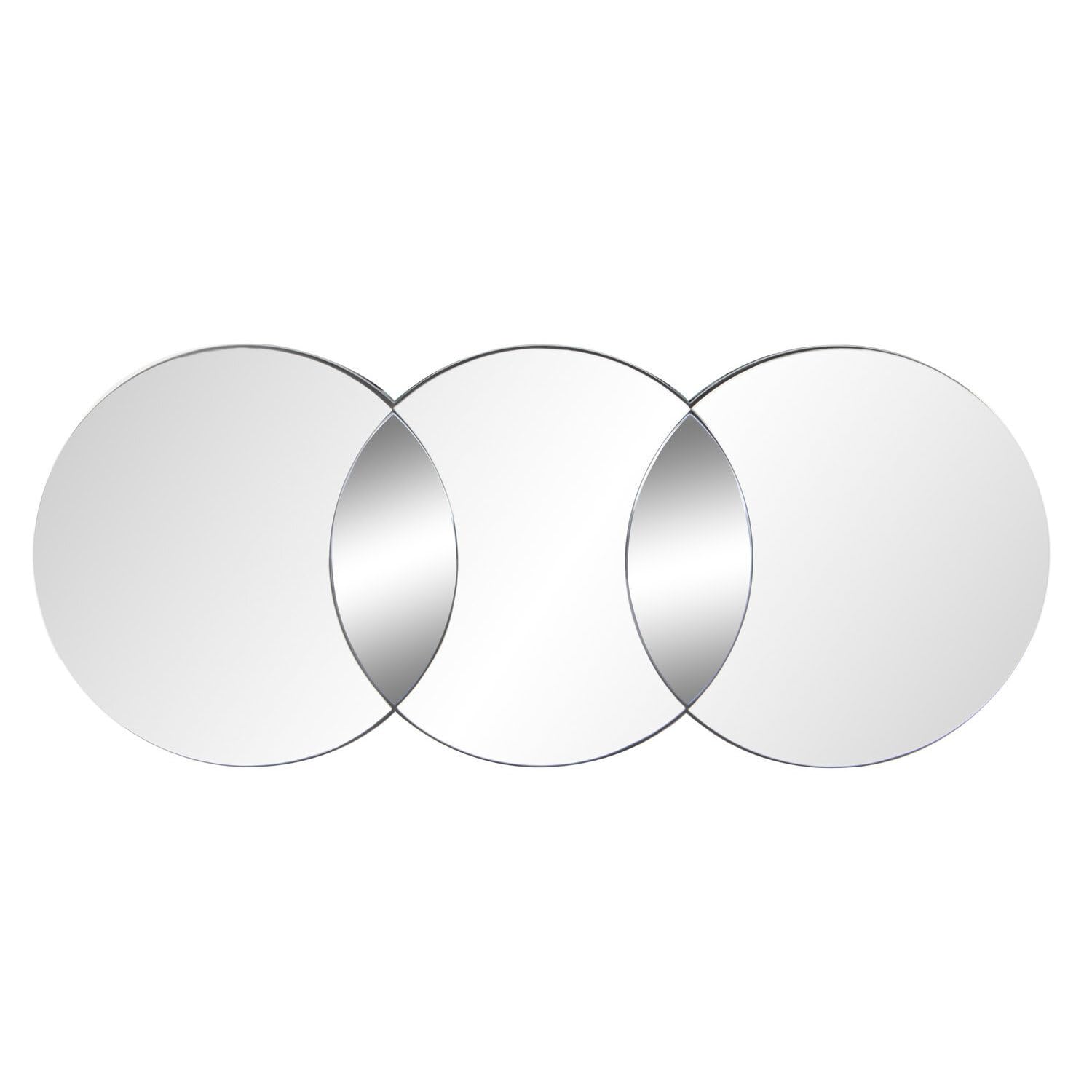 Miroir cercles fumés bois cristal 118,5x50 cm poésie visuelle murale