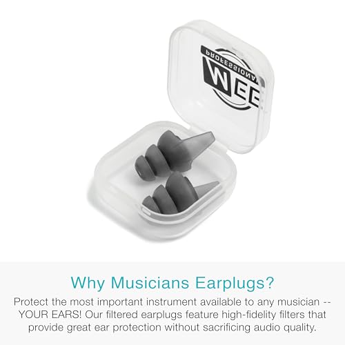 Image of MEE audio Universal High Fidelity 25db Flat Response Filtered Earplugs (Includes 3 Sizes - S /M /L, Gray)