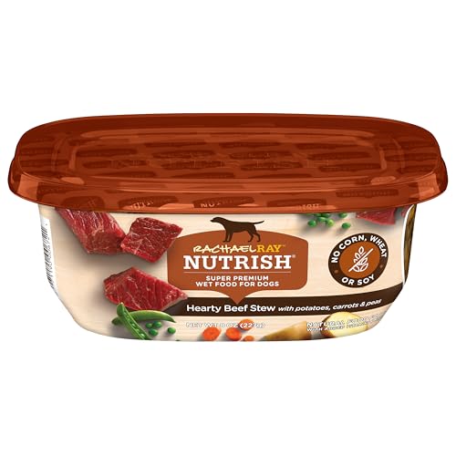 Nutrish Rachael Ray Wet Dog Food, Hearty Beef Stew with Potatoes, Carrots & Peas Recipe, 8 oz. Tub (Pack of 8)