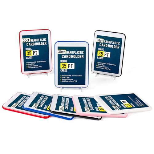 GEAoffice 30ct Colorful Card Protector Sleeved Card Holders for Trading Cards, 35pt UV Protection Baseball Card Holder for Game, Sports, Standard Cards