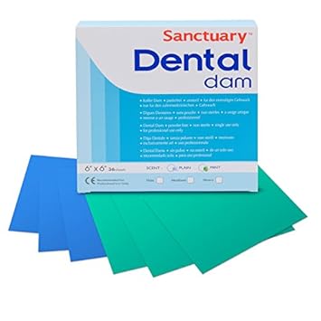 Sanctuary Latex Dental Dam,Powder Free, Pack of 36 Green Mint 6" x 6" Thin