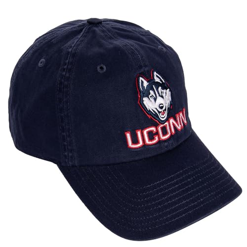 Desert Cactus University of Connecticut UConn Baseball Hat Huskies Brimmed Embroidered Hats Cap Adjustable Cloth Strap Adult (Style C1) Blue