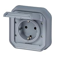 LEGRAND, Plexo New Aufsatz für Feuchtraum-Steckdose, Schuko-Standard, inklusive Klappdeckel, Berührungsschutz, Installation mit Schraubklemmen, 16 Ampere, 250 Volt, IP44 - IK07, Farbe: Grau, 069833L – Ansicht 2