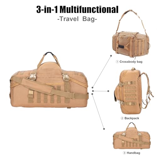 3 in 1 Tactical Travel Duffel Bag Backpack, Heavy Duty Military Gym Bag by Greencity - Used condition - Image 3