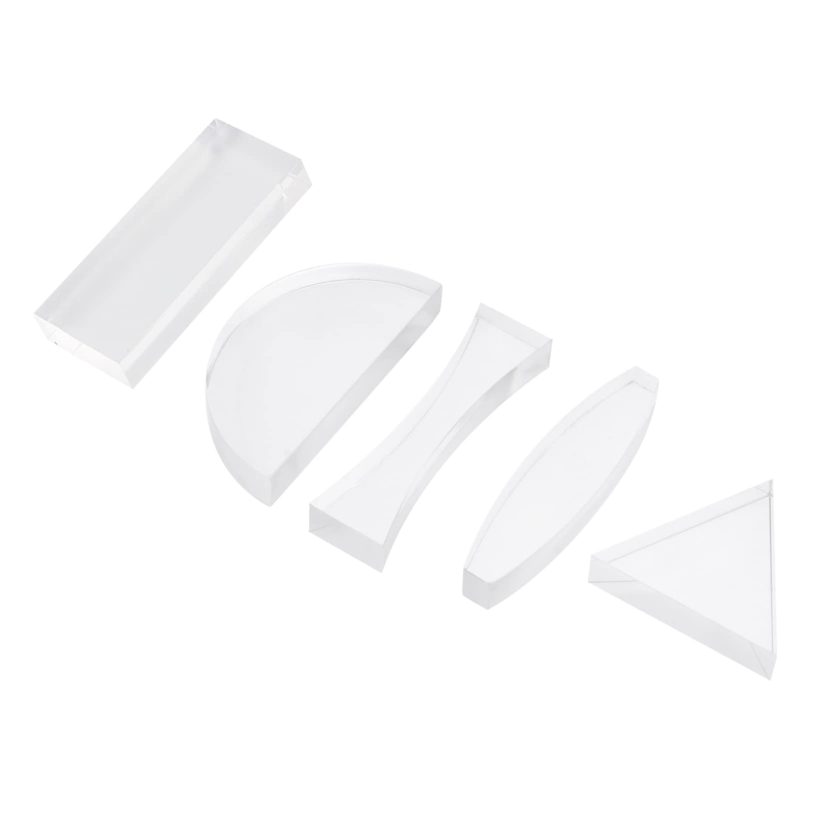 BELLIFFY 5 Pcs Optical Lens Concave Convex Lenses Lens Experiment Basic Physics Lens Convex Concave Lens Concave Lens Glasses Lens for Physics Teaching Optical Lab Prism Optic White Acrylic