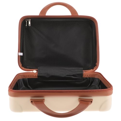 Mini valise de maquillage en ABS beige portable et de grande capacité pour voyage