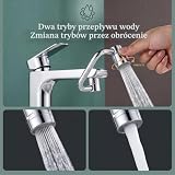 Kran obrotowy o 1080°, przedłużenie z 2 rodzajami strumienia i regulatorem strumienia