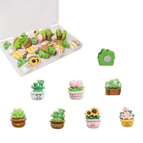 Set 21 imanes de plantas en mini maceta para refrigerador