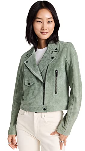 [BLANKNYC] Womens Luxury Clothing Real Suede Moto Jacket With Black Zipper Details, Comfortable & Stylish Coat