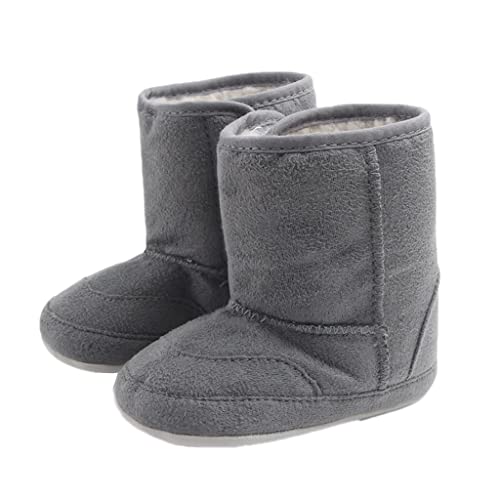 Image of Baby Soft Sole Anti-Slip Mid Calf Winter Warm Infant Prewalker Snow Boots 12-18 Months Gray