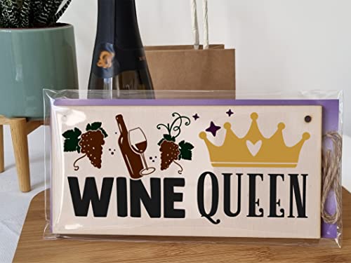 The Plum Penguin Wine Queen Funny Novelty Handmade Wooden Hanging Wall Plaque Great Friendship Gift Home Bar Sign Decoration - Image 3