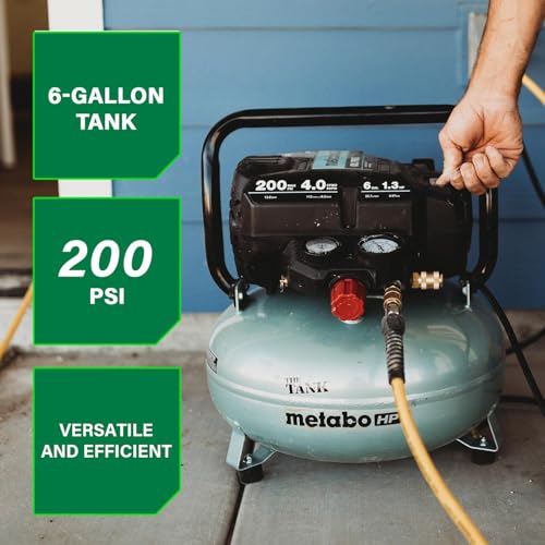 Metabo HPT Air Compressor, THE TANK, Portable Pancake Air Compressor 200 PSI, 6 Gallon Tank, Versatile for Use with Framing, Siding, Finish, Brad or Roofing Nailers, EC914S by Metabo HPT - Image 3