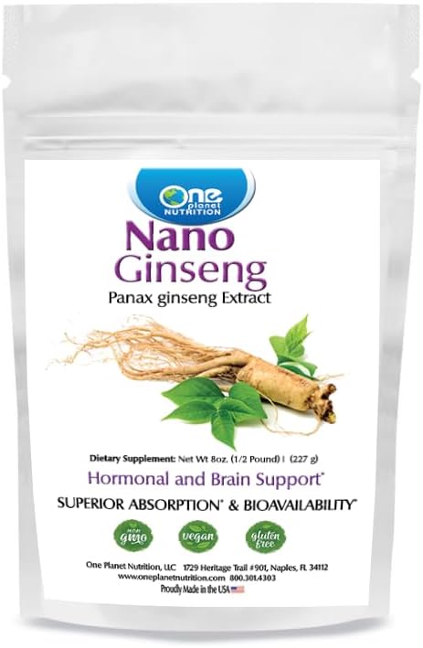 One Planet Nutrition Nano Panax Ginseng, suplemento de ginseng biodisponible para hombres y mujeres, sin OMG, sin gluten, extracto de ginseng