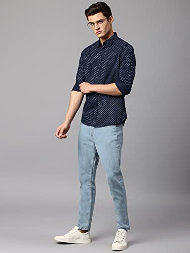 Image of Dennis Lingo Men's Grey Slim Fit Cotton Casual Shirt