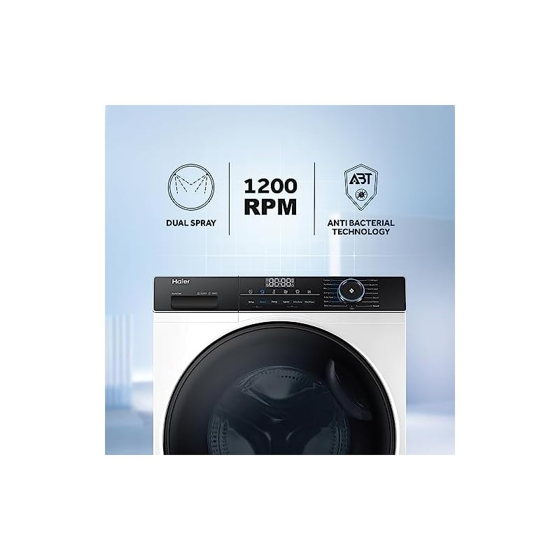 Haier 8 Kg 5 Star Inverter Direct Motion Motor Fully Automatic Front Load Washing Machine ( 2023 Model, HW80-IM12929C, 525 Super Drum, Puri Steam,White) - Image 4