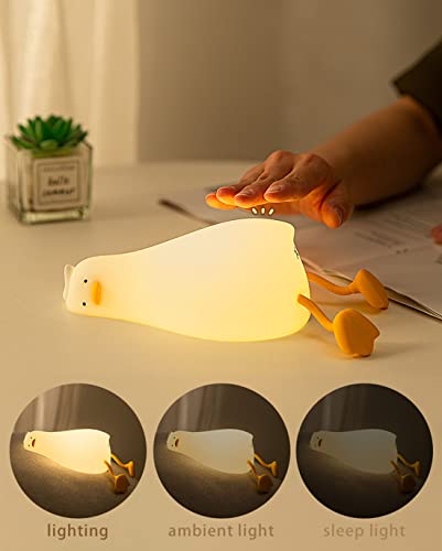 image for HAPPYBAG LED Lying Flat Duck Night Light, 3 Level Dimmable Nursery Nig