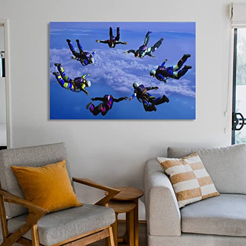 Pictures For Bedroom Wall Decor Multiplayer Skydiving Sky Extreme Sport Wall Art Paintings Canvas Wall Decor Home Decor Living Room Decor Aesthetic 24X36Inch(60X90Cm) Frame-Style #TOP5