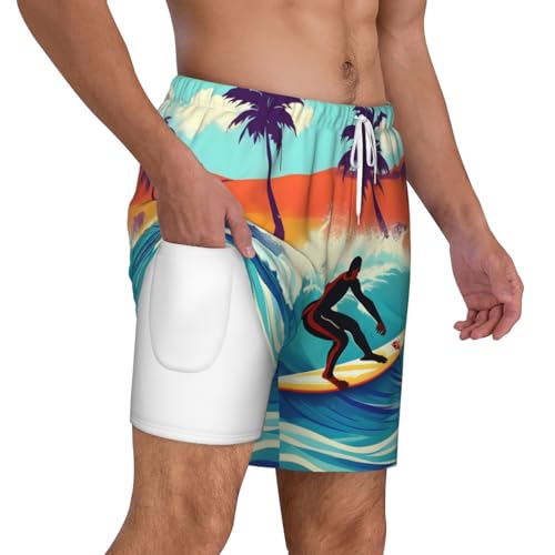 Short de bain hawaïen homme doublure compression plage décontracté - 3