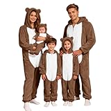 Pigiama Intero Famiglia Natale in Flanella Caldo con Cappuccio e Orecchie a Gatto Tuta Intera Invernale Casa Pigiami Natalizi Coppia Fidanzati Divertente Coordinati Carnevale per Tutta La Famiglia