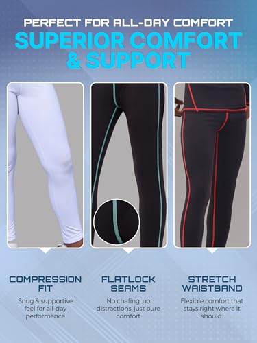 Boys Compression Pants Leggings Tights Youth Athletic 3 Piece Base Layer Gear for Kids Sports, Football, Soccer4