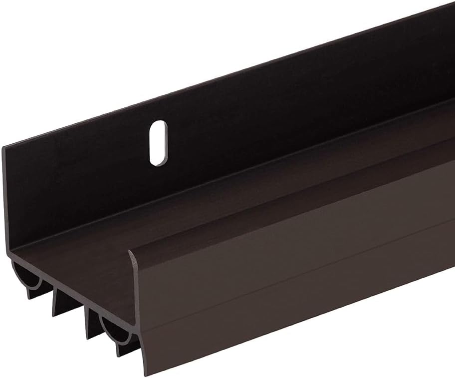 PVC Slide-On Door Bottom | Adjustable Plastic Weatherstrip Door Bottom with Drip Cap | 3 Feet (36-Inch) | for 1 3/4” Doors | Brown | Fits Gaps 3/8” to 7/8” | Made in The USA
