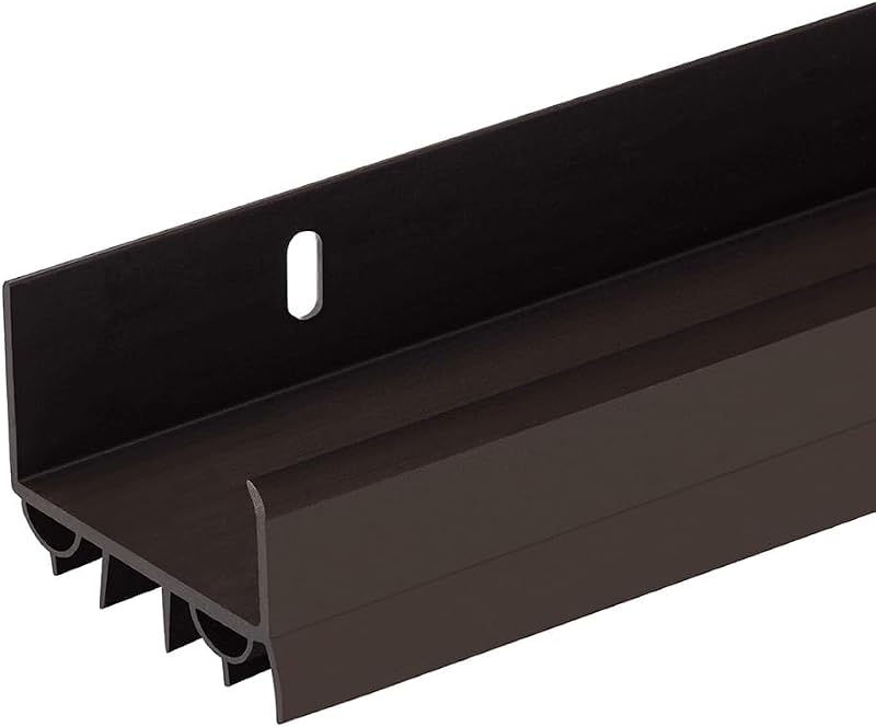 36 Inch Slide-On PVC Door Sweep for Bottom of Door, Door Bottom Seal with Drip Cap, Fits 1-3/4" Doors and 3/8"-7/8" Gaps, Exterior Door Draft Stopper, Brown, Made in USA