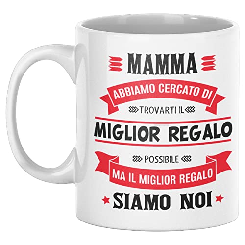 Vulfire Mamma Tazza Regalo donna compleanno Idea originale Idee Regali per lei per Natale festa della mamma, Miglior regalo siamo noi (Bianco, Mamma, Ceramica)
