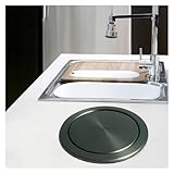 Tapa de cubo de basura para encimera Cubo de basura integrado para encimera, tapa del vertedero de residuos, cubo de basura de cocina empotrado de acero inoxidable cubierto(Gunmetal Grey,12L/3.2gal)