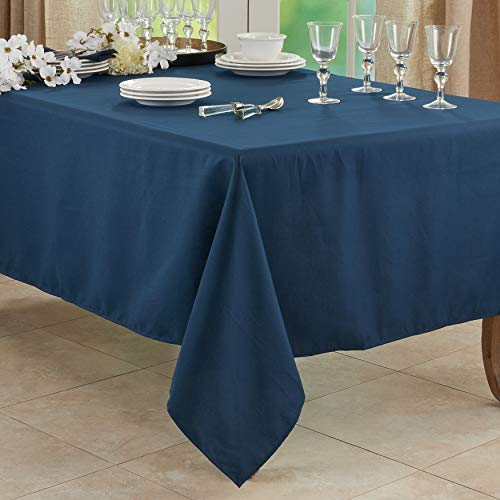 SARO LIFESTYLE Collection Casual Design Everyday Tablecloth, 65" x 120", Navy Blue by SARO LIFESTYLE - Image 5