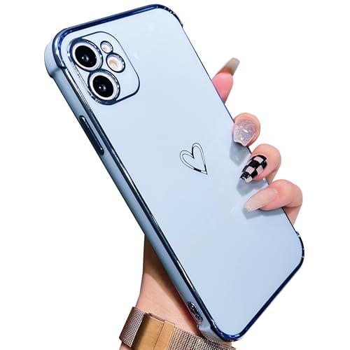 IPhone 11 Hülle Für Damen – Niedliches Wellen-Design Mit Herzen, Stoßfest, Erhöhter Kameraschutz, Dunkelviolett
